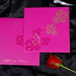 Wedding Invite in Mexican Pink with Golden Ganesh and Flowers