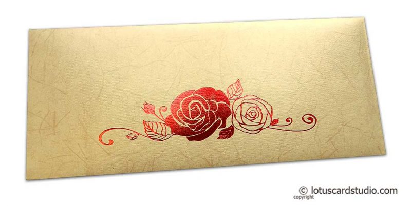 Perfumed Designer Money Envelopes in Beige with Hot Foil Rose