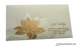 Exclusive Sized Ivory Color Envelope with Golden Lotus