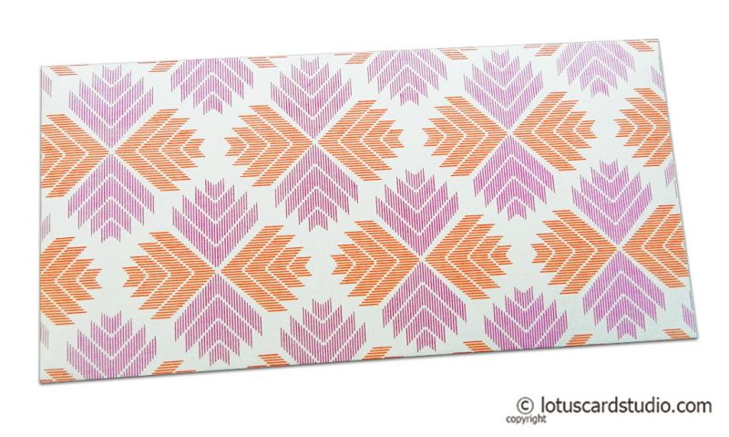 Classy Designer Shagun Envelope with Orange Pink Jagged Design