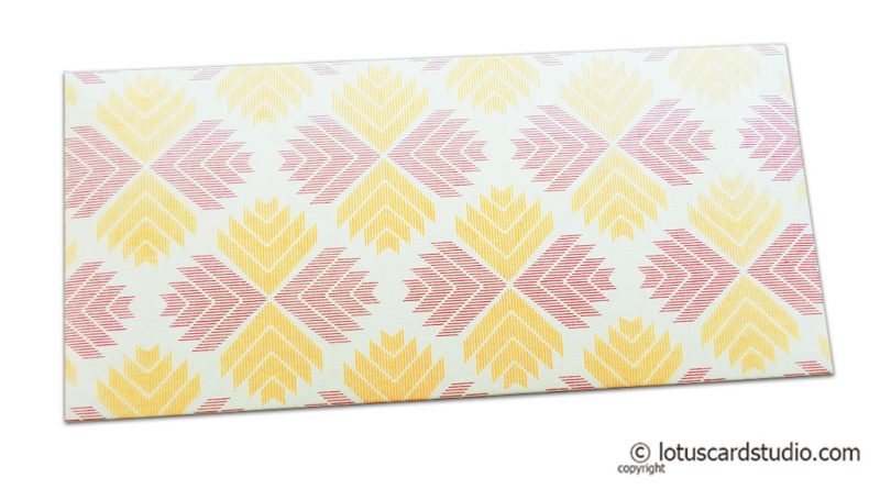 Classy Designer Shagun Envelope with Magenta Yellow Jagged Design