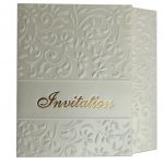 Card front of Embossed Floral Wedding Invitation