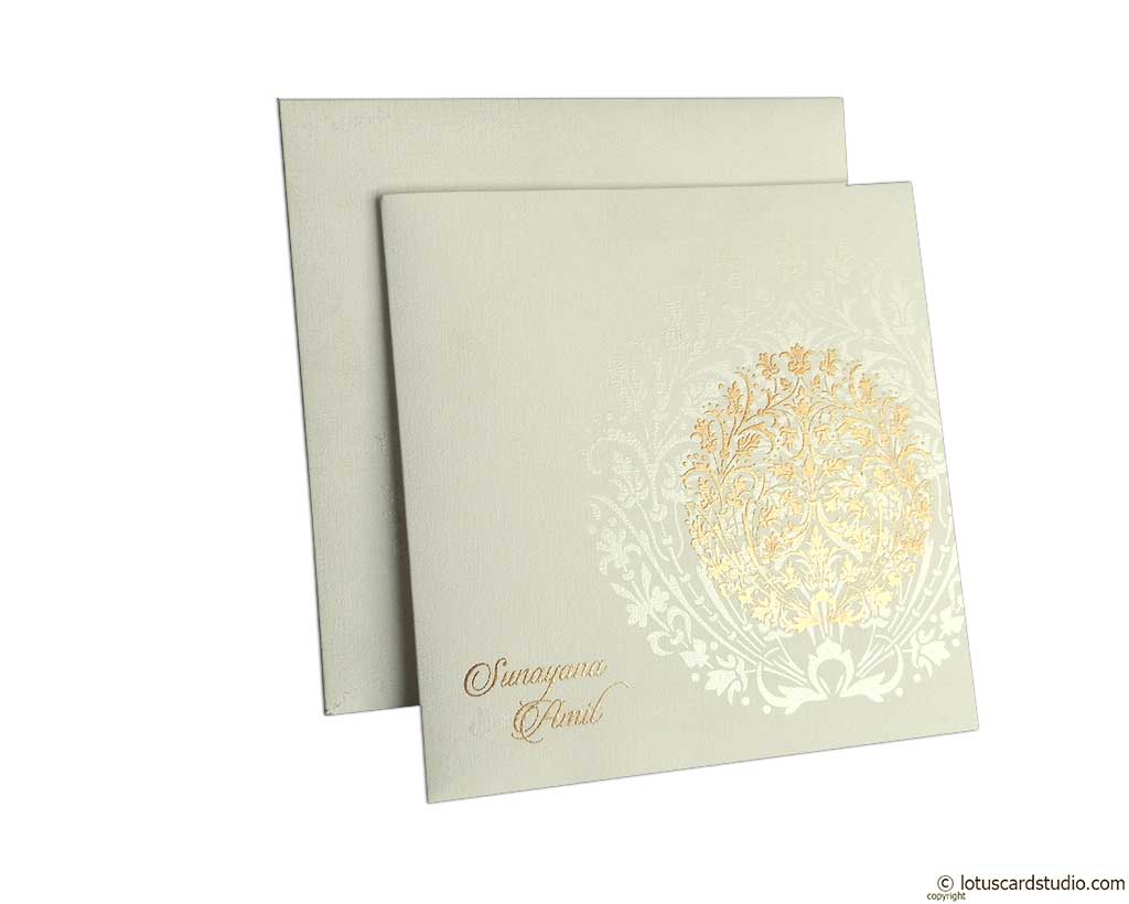 Golden Crown Design Wedding Card Invitation
