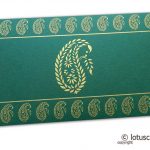 Traditional Golden Paisley Print on Dark Green Gift Envelope