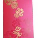 Card front of Golden Swirl Floral Marriage Invitation Paradise Pink