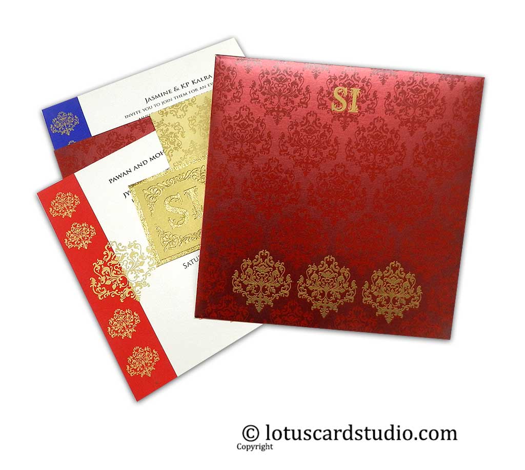 Laser Cut Indian Wedding Invitation in Red and Golden Theme