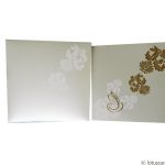 Envelope and card front of Metallic White Indian Wedding Card