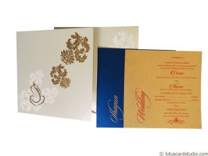 Metallic White Indian Wedding Card