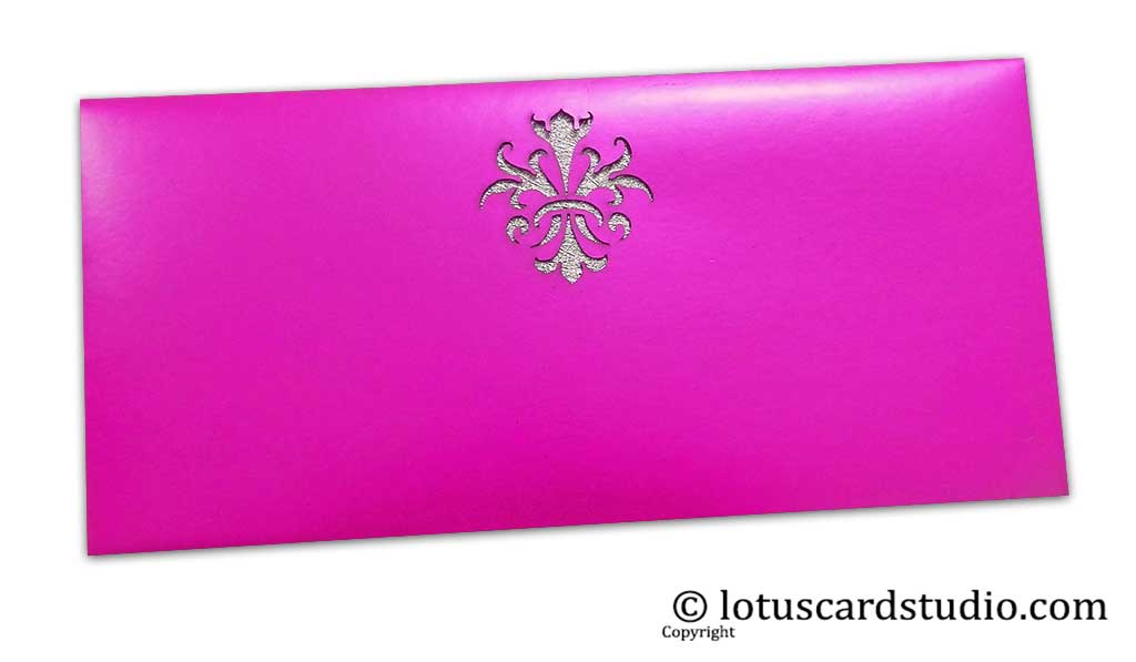 Mexican Pink Shagun Envelope with Laser Cut Floral