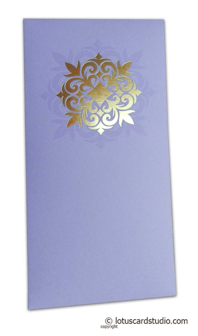 Golden Hot Foil Floral Printed on Lavender Envelope