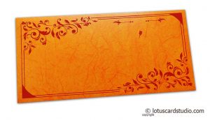 Perfumed Money Envelope in Amber Orange with Red Floral Vector Design