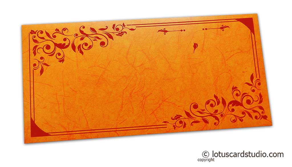 Perfumed Money Envelope in Amber Orange with Red Floral Vector Design