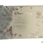Invite inside of Fantasy Pink Rose Wedding Invitation Card with Hot Foil Stamped