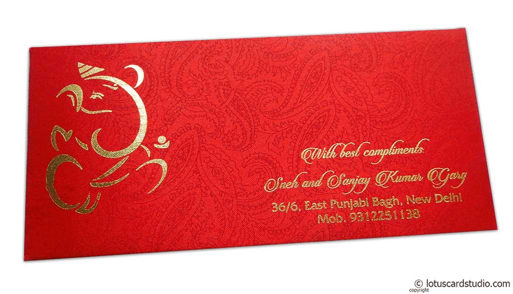 Shagun Envelope in Classic Red Satin Fabric