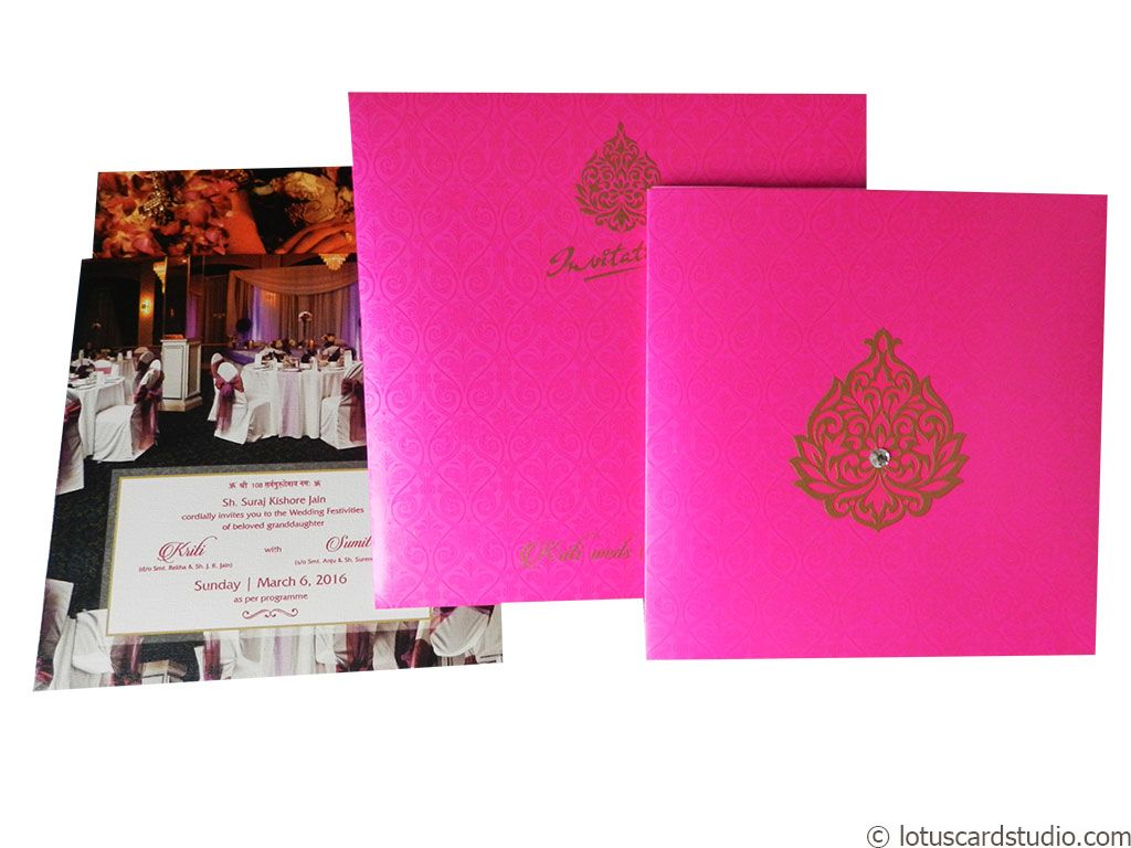 Dazzling Wedding Card in Mexican Pink Theme