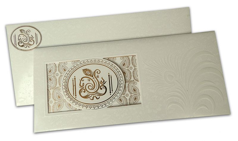 Wedding Invite with Embossed Mor Pankh