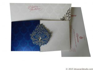 White and Blue Theme Wedding Card