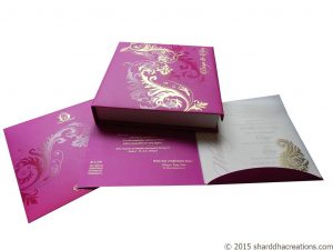 Beautiful Pink Card cum Box Invite