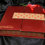 Boxed Wedding Invitation Card in Red with Motif Design