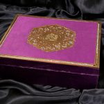 Box Wedding Card in Super Indigo with Golden Mirror Frame