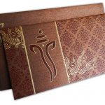 Brown Shimmer Indian Wedding Card with Ganesh