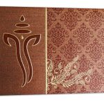 Card of Brown Shimmer Indian Wedding Card with Ganesh