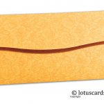 Back view of golden beige flower flocked gift envelopes