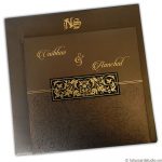 Golden Brown Metallic Wedding Card