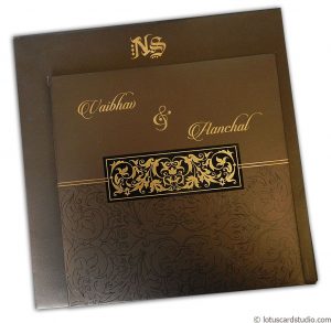 Golden Brown Metallic Wedding Card