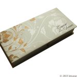 Box of Indian Wedding Card in Royal Ivory Golden Theme Box