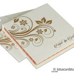 Ivory Boxed Wedding Invitation in Golden Floral Design