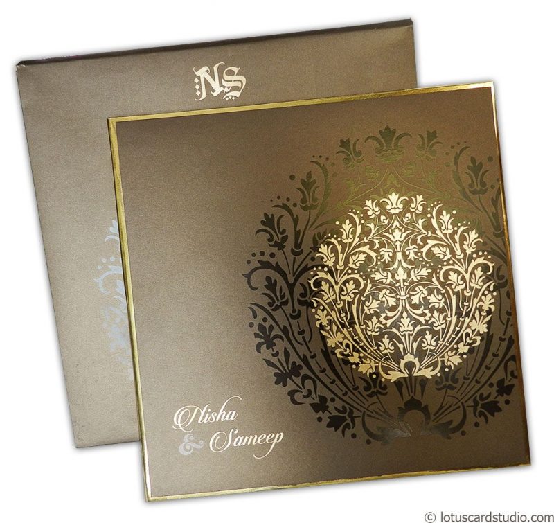 Metallic Crown Wedding Invitation Card