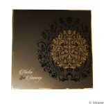 Card front of Pure Golden Brown Boxed Wedding Invite