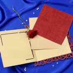 Inserts of Radha Krishna Laser Cut Wedding Card in Golden Red