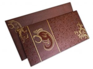 Reddish Brown Ganesh Indian Wedding Card