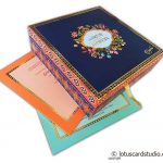 Traditional Design Boxed Wedding Invitation in Blue