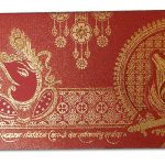 Card front of Venetian Red Glitter Wedding Card