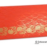 Vibrant Foil Metallic Orange Shagun Envelope with Golden Floral Vine