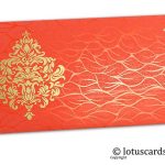 Vibrant Foil Metallic Orange Shagun Envelope with Golden Victorian Floral