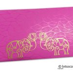 Vibrant Foil Metallic Pink Money Envelope with Golden Elephants