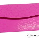 Back view of vibrant foil metallic pink money envelopes