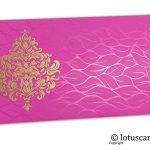 Vibrant Foil Metallic Pink Shagun Envelope with Golden Victorian Floral