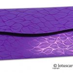 Back view of vibrant foil metallic purple gift envelopes