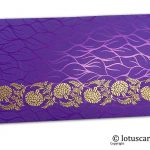 Vibrant Foil Metallic Purple Shagun Envelope with Golden Floral Vine