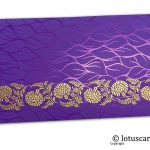 Vibrant Foil Metallic Purple Shagun Envelope with Golden Floral Vine