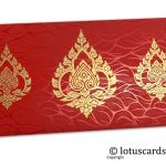 Vibrant Foil Metallic Red Money Envelope with Golden Damasks