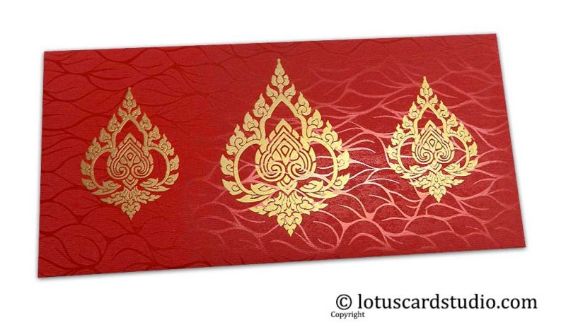 Vibrant Foil Metallic Red Money Envelope with Golden Damasks