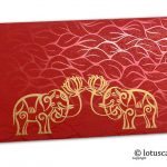 Vibrant Foil Metallic Red Money Envelope with Golden Elephants