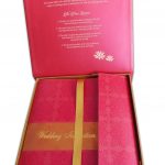 Box inside and card of Wedding card with Box Pink Golden Theme