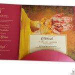 Invite inside of Wedding card with Box Pink Golden Theme